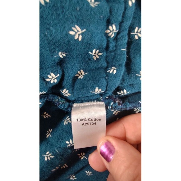 Appleseed's Womens Tunic Black Dark Green Plaid Ruffle Collar Holiday L Country - Picture 11 of 12